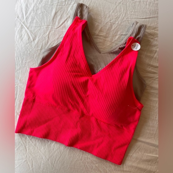 NWT Pro-Fit Seamless Ribbed Bra Top 2-Pack (Large) Pink & Taupe - Picture 4 of 12